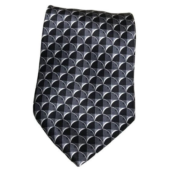 Dockers Tie Black & Gray Geometric Pattern Stain Resistant  Necktie - Picture 1 of 6
